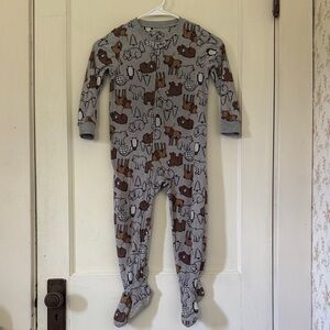Gray and Brown Animal Print 4T Footie Pajamas